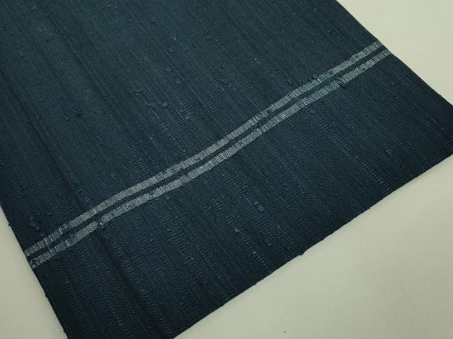 平和屋本店●極上　浦野理一　経節紬　九寸名古屋帯　濃い高麗納戸色地　逸品　DZAB6675kh6