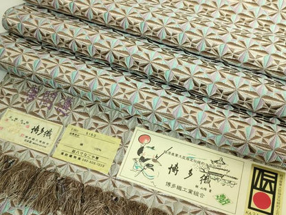 平和屋本店●極上　本場筑前博多織　八寸名古屋帯　唐間道　福絖織物　博多金ラベル　証紙付き　逸品　DZAB6677kh6