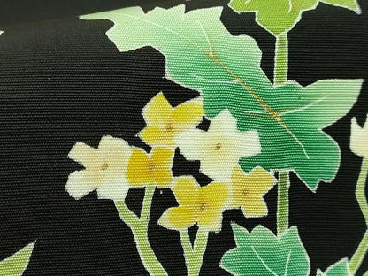 平和屋本店●極上　塩瀬　九寸名古屋帯　菜の花　蜂　黒地　金彩　逸品　DZAB6678kh6