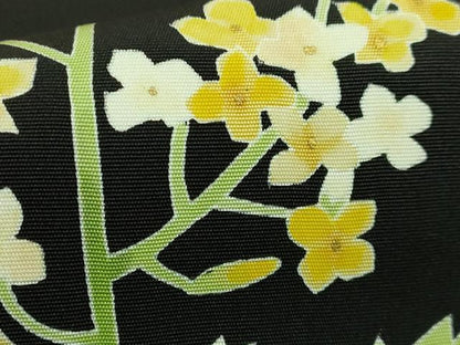 平和屋本店●極上　塩瀬　九寸名古屋帯　菜の花　蜂　黒地　金彩　逸品　DZAB6678kh6
