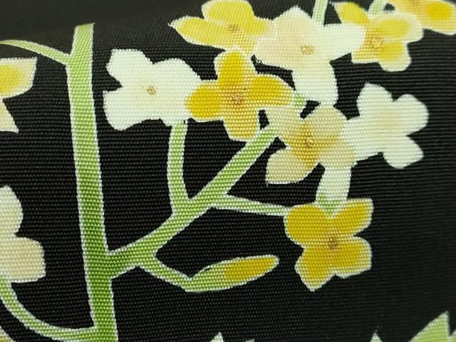 平和屋本店●極上　塩瀬　九寸名古屋帯　菜の花　蜂　黒地　金彩　逸品　DZAB6678kh6