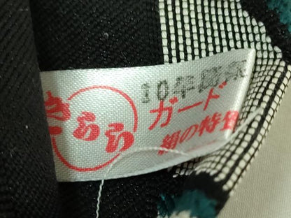 平和屋着物●極上　両面　半幅帯　麻の葉文様　市松間道　黒地　銀糸　逸品　DZAB6679kh6
