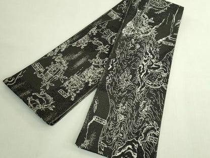 平和屋着物●極上　両面　半幅帯　BANKAN　わものや　鳥獣戯画　逸品　DZAB6680kh6