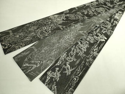 平和屋着物●極上　両面　半幅帯　BANKAN　わものや　鳥獣戯画　逸品　DZAB6680kh6