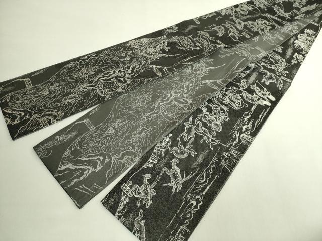 平和屋着物●極上　両面　半幅帯　BANKAN　わものや　鳥獣戯画　逸品　DZAB6680kh6
