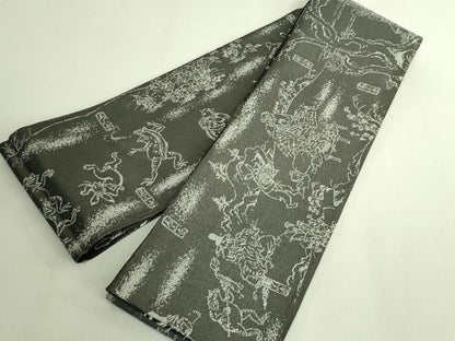 平和屋着物●極上　両面　半幅帯　BANKAN　わものや　鳥獣戯画　逸品　DZAB6680kh6
