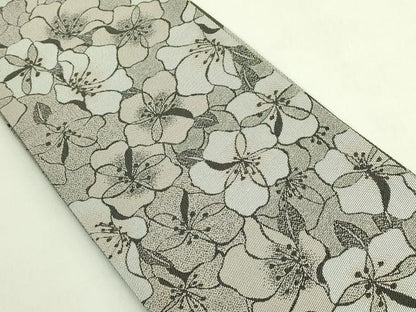 平和屋着物●極上　京都の名門ブランド　銀花仙　両面　半幅帯　花尽し　斜線文　逸品　DZAB6681kh6