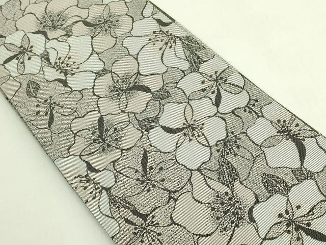 平和屋着物●極上　京都の名門ブランド　銀花仙　両面　半幅帯　花尽し　斜線文　逸品　DZAB6681kh6