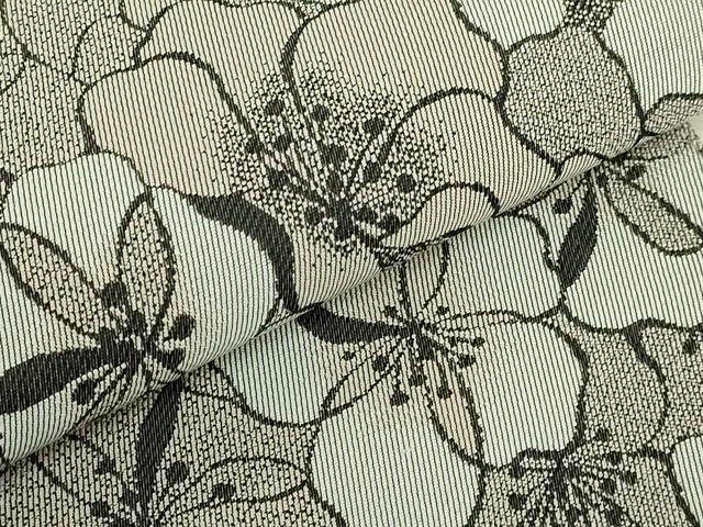 平和屋着物●極上　京都の名門ブランド　銀花仙　両面　半幅帯　花尽し　斜線文　逸品　DZAB6681kh6