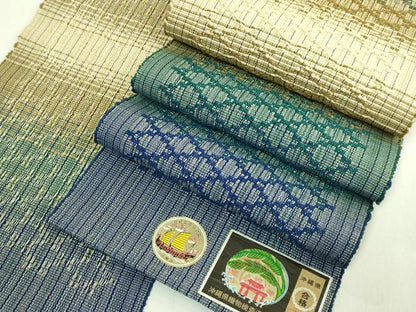 平和屋着物●極上　首里織　草木家　名嘉幸代 　半幅帯　証紙付き　逸品　未使用　DZAB6682kh6
