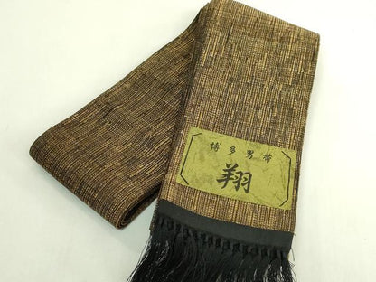 平和屋着物●極上　男性　博多織人 黒木織物 本場筑前博多帯　角帯　翔　証紙付き　逸品　未使用　DZAB6683kh6