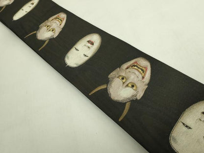 平和屋着物●極上　男性　角帯　般若　能　黒地　逸品　DZAB6686kh6