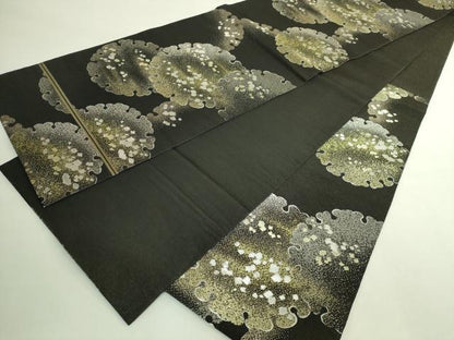 平和屋本店●極上　西陣　川島織物　六通柄袋帯　雪輪箔散らし　黒地　金銀糸　逸品　DZAB6688kh6