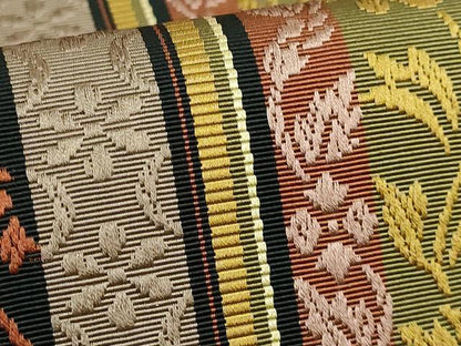 平和屋着物●極上　本場筑前博多織　八寸名古屋帯　花唐草間道　黒地　逸品　DZAB6691kh6