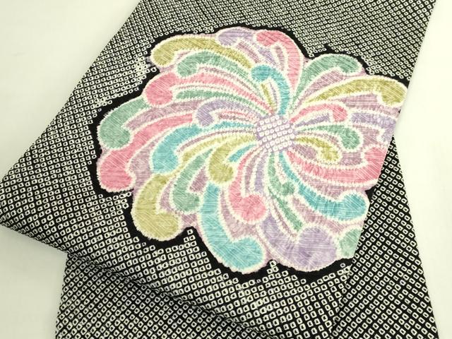 平和屋着物●極上　名門　藤娘きぬたや・総絞り　九寸名古屋帯　乱菊　黒地　逸品　DZAB6695kh6