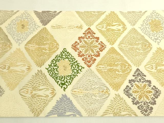 平和屋本店●極上　皇室・伊勢神宮御用　御御帯　山口美術織物　山口弘躬　太鼓柄袋帯　唐織　菱取御印文　金銀糸　逸品　DZAB6700kh6