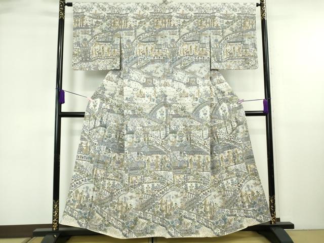 平和屋本店●極上　中国三大刺繍　スワトウ刺繍　汕頭刺繍　総刺繍　訪問着　エジプト壁画文様　金糸　反端付き　逸品　DZAB6701kh6