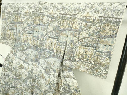 平和屋本店●極上　中国三大刺繍　スワトウ刺繍　汕頭刺繍　総刺繍　訪問着　エジプト壁画文様　金糸　反端付き　逸品　DZAB6701kh6