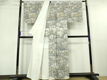 平和屋本店●極上　中国三大刺繍　スワトウ刺繍　汕頭刺繍　総刺繍　訪問着　エジプト壁画文様　金糸　反端付き　逸品　DZAB6701kh6