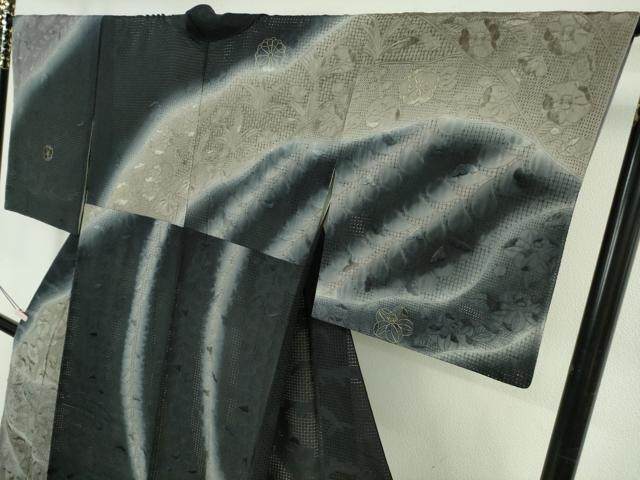平和屋本店●極上　中国三大刺繍 スワトウ刺繍 汕頭刺繍 総刺繍 訪問着 辻が花　道長花文　暈し染め　濃い褐色地　金糸　逸品　DZAB6702kh6