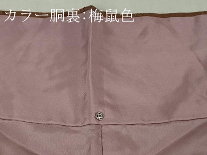 平和屋着物●極上　中国三大刺繍　スワトウ刺繍　汕頭刺繍　総刺繍　小紋　松皮菱花文　枯茶色地　逸品　DZAB6703kh6