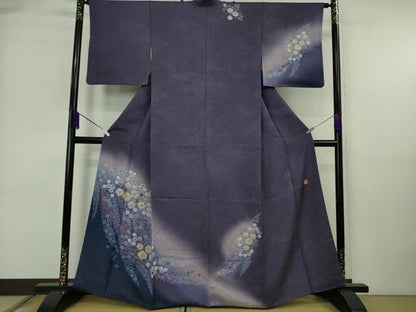 平和屋着物●極上　伝統工芸士　寺谷昇　訪問着　辻が花　暈し染め　金通し地　深紫色地　逸品　DZAB6709kh6