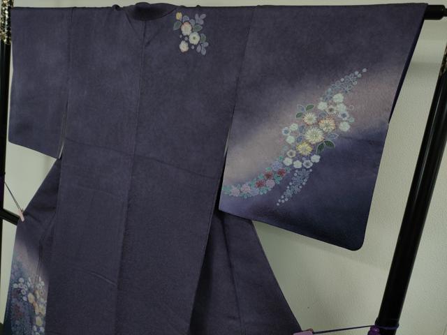平和屋着物●極上　伝統工芸士　寺谷昇　訪問着　辻が花　暈し染め　金通し地　深紫色地　逸品　DZAB6709kh6