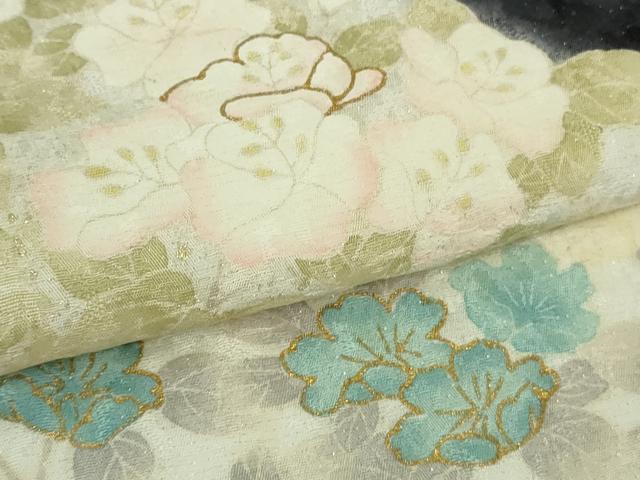 平和屋着物●極上　訪問着　草花文　黒地　金彩　銀通し地　逸品　未使用　DZAB6710kh6