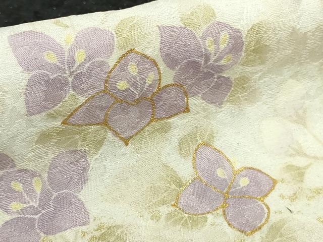 平和屋着物●極上　訪問着　草花文　黒地　金彩　銀通し地　逸品　未使用　DZAB6710kh6