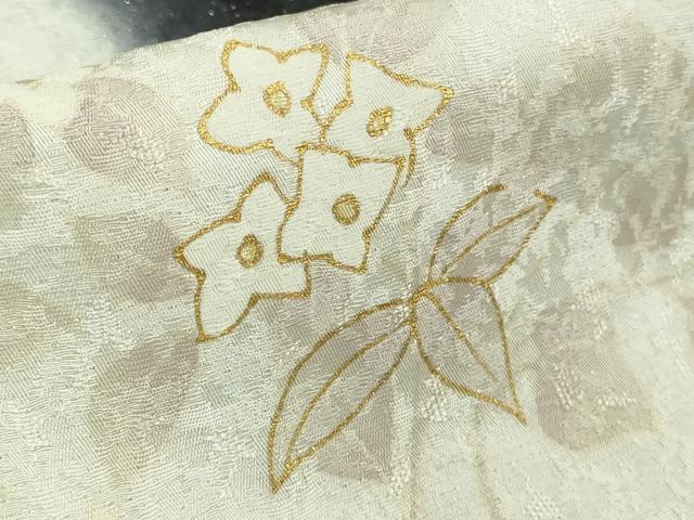 平和屋着物●極上　訪問着　草花文　黒地　金彩　銀通し地　逸品　未使用　DZAB6710kh6