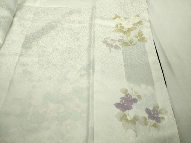 平和屋着物●極上　訪問着　草花文　黒地　金彩　銀通し地　逸品　未使用　DZAB6710kh6