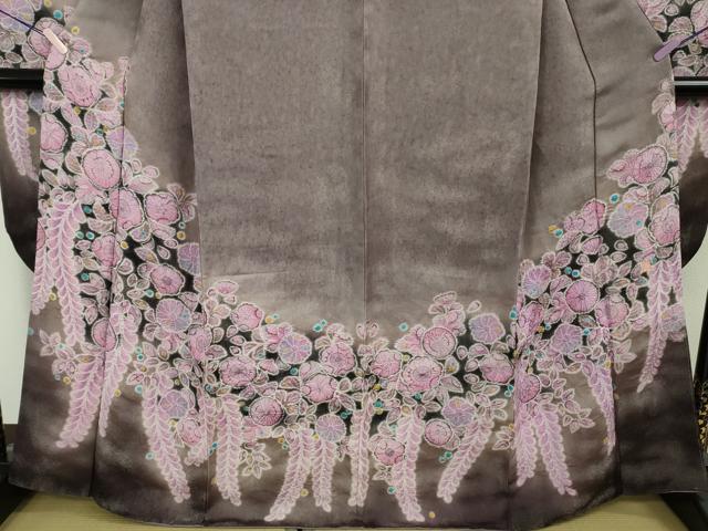 平和屋本店●極上　振袖　作家物　辻が花　暈し染め　銀通し地　まるやま扱い　逸品　DZAB6712kh6