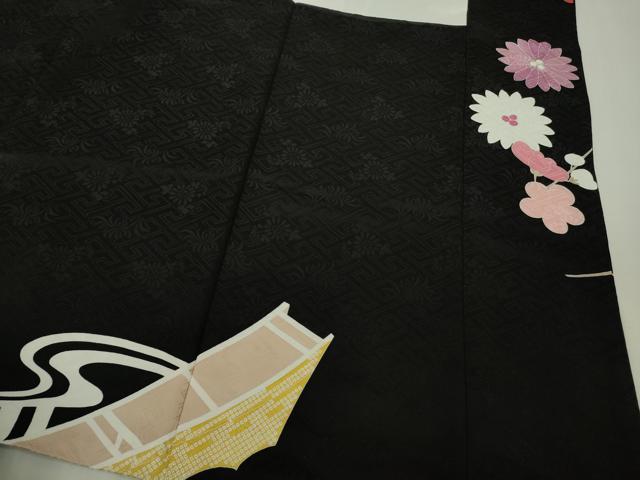 平和屋本店●極上　創業460年・千總　振袖　花舟　笹梅　黒地　金彩　逸品　DZAB6713kh6