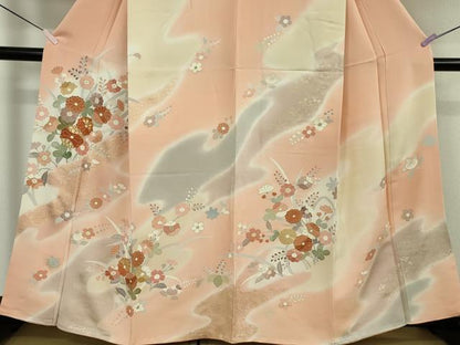 平和屋本店●極上　創業460年・千總　訪問着　駒刺繍　草花文　暈し染め　一斤染色地　金彩　逸品　DZAB6714kh6