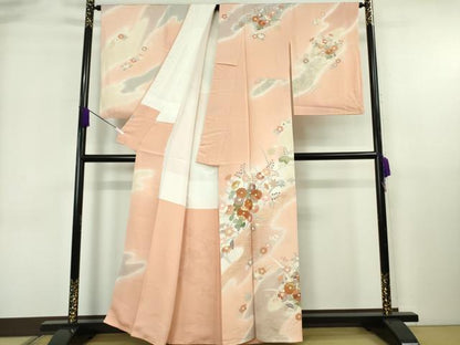 平和屋本店●極上　創業460年・千總　訪問着　駒刺繍　草花文　暈し染め　一斤染色地　金彩　逸品　DZAB6714kh6