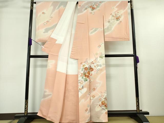 平和屋本店●極上　創業460年・千總　訪問着　駒刺繍　草花文　暈し染め　一斤染色地　金彩　逸品　DZAB6714kh6