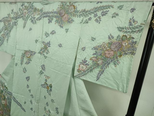 平和屋本店●極上　訪問着　辻が花　白緑色地　暈し染め　金彩　さが美扱い　逸品　DZAB6716kh6