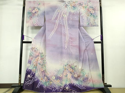 平和屋本店●極上　訪問着　辻が花　暈し染め　銀通し地　逸品　DZAB6717kh6