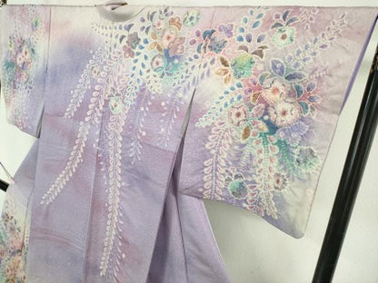平和屋本店●極上　訪問着　辻が花　暈し染め　銀通し地　逸品　DZAB6717kh6