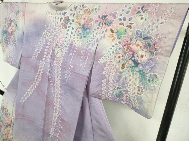 平和屋本店●極上　訪問着　辻が花　暈し染め　銀通し地　逸品　DZAB6717kh6