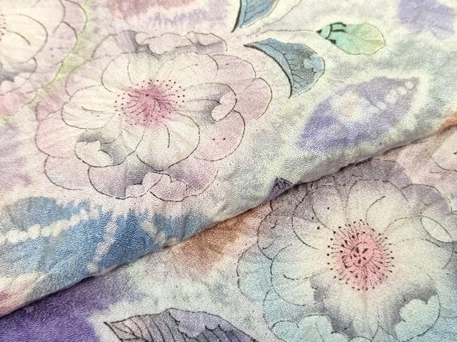 平和屋本店●極上　訪問着　辻が花　暈し染め　銀通し地　逸品　DZAB6717kh6