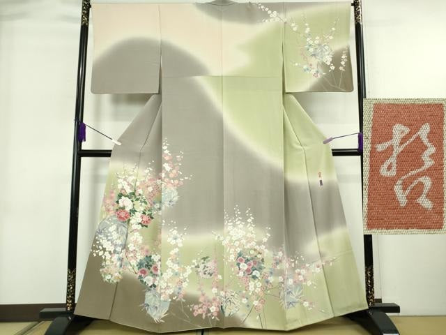 平和屋本店●極上　十日町　加賀草木友禅の第一人者　田村哲彦　訪問着　吉祥花丸文　暈し染め　逸品　DZAB6725kh6