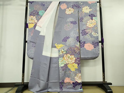 平和屋本店●極上　創業460年・千總　振袖　駒刺繍　舞花文　金彩　銀通し地　高島屋扱い　逸品　DZAB6726kh6