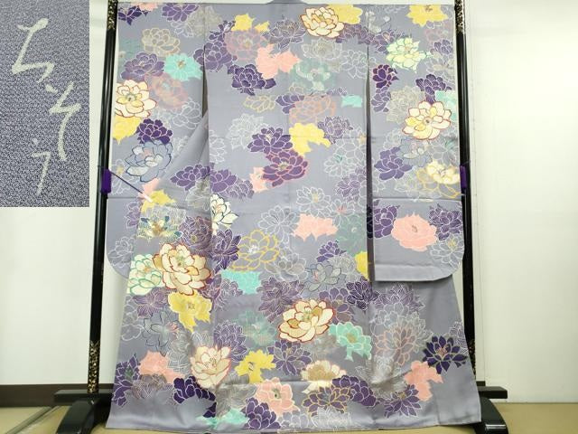 平和屋本店●極上　創業460年・千總　振袖　駒刺繍　舞花文　金彩　銀通し地　高島屋扱い　逸品　DZAB6726kh6