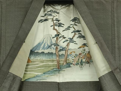 平和屋着物●極上　男性　お召　アンサンブル　十二支　干支　錦仰織　反端付き　逸品　DZAB6732kh6