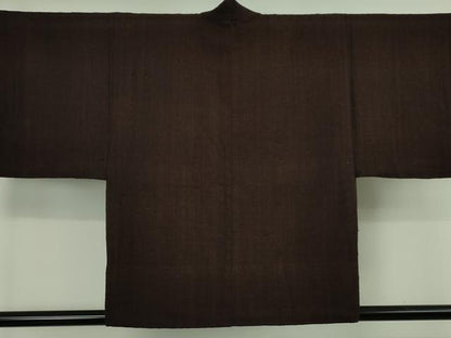 平和屋本店∞極上　浦野理一　経節紬　羽織　黒壇色地　羽織紐付き　逸品　DZAB6734kh6