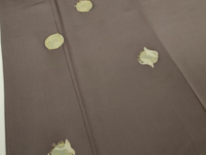平和屋本店●極上　ジャパンオートクチュール　渡辺雪三郎　訪問着　刺繍　飛鶴丸文　濃い紫鼠色地　金糸　逸品　未使用　DZAB6740kh6