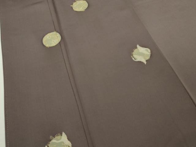 平和屋本店●極上　ジャパンオートクチュール　渡辺雪三郎　訪問着　刺繍　飛鶴丸文　濃い紫鼠色地　金糸　逸品　未使用　DZAB6740kh6