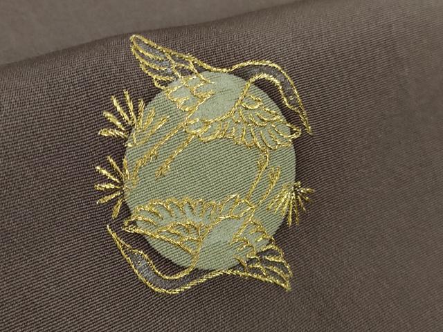 平和屋本店●極上　ジャパンオートクチュール　渡辺雪三郎　訪問着　刺繍　飛鶴丸文　濃い紫鼠色地　金糸　逸品　未使用　DZAB6740kh6
