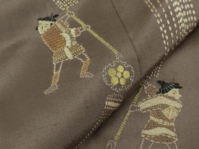 平和屋本店●極上 山口美術織物 皇室 伊勢神宮御用 西陣織 訪問着 刺し子 総刺繍 紬地 火消し 纏 濃い江戸鼠色地 逸品 未使用　DZAB6741kh6